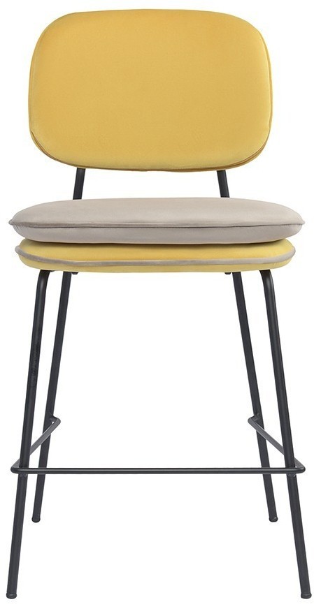 Стул полубарный с контрастным кантом pea, велюр, желтый/бежевый (77099)