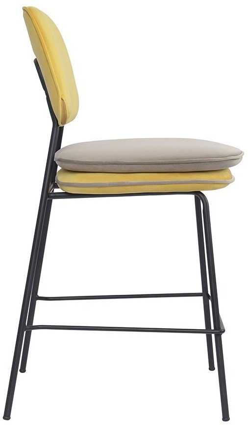 Стул полубарный с контрастным кантом pea, велюр, желтый/бежевый (77099)