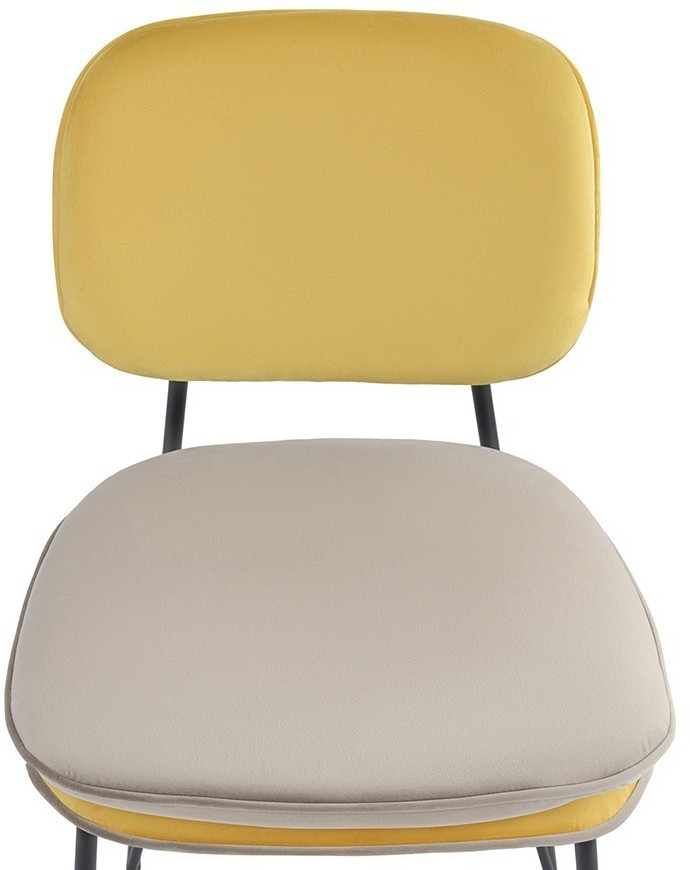 Стул полубарный с контрастным кантом pea, велюр, желтый/бежевый (77099)