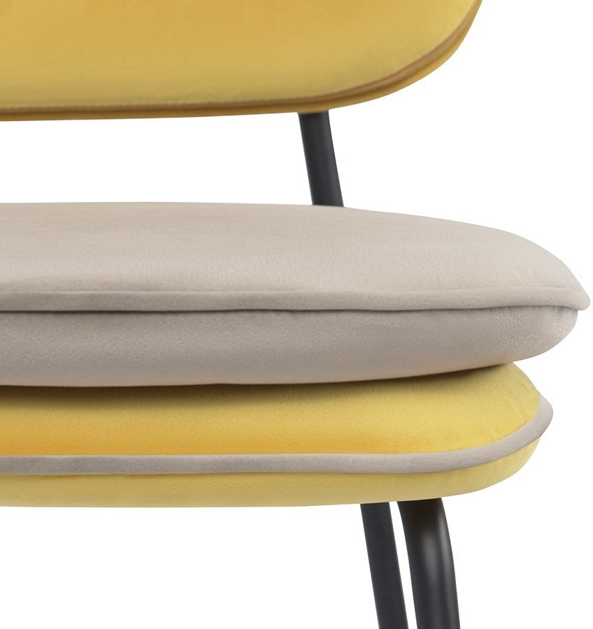 Стул полубарный с контрастным кантом pea, велюр, желтый/бежевый (77099)