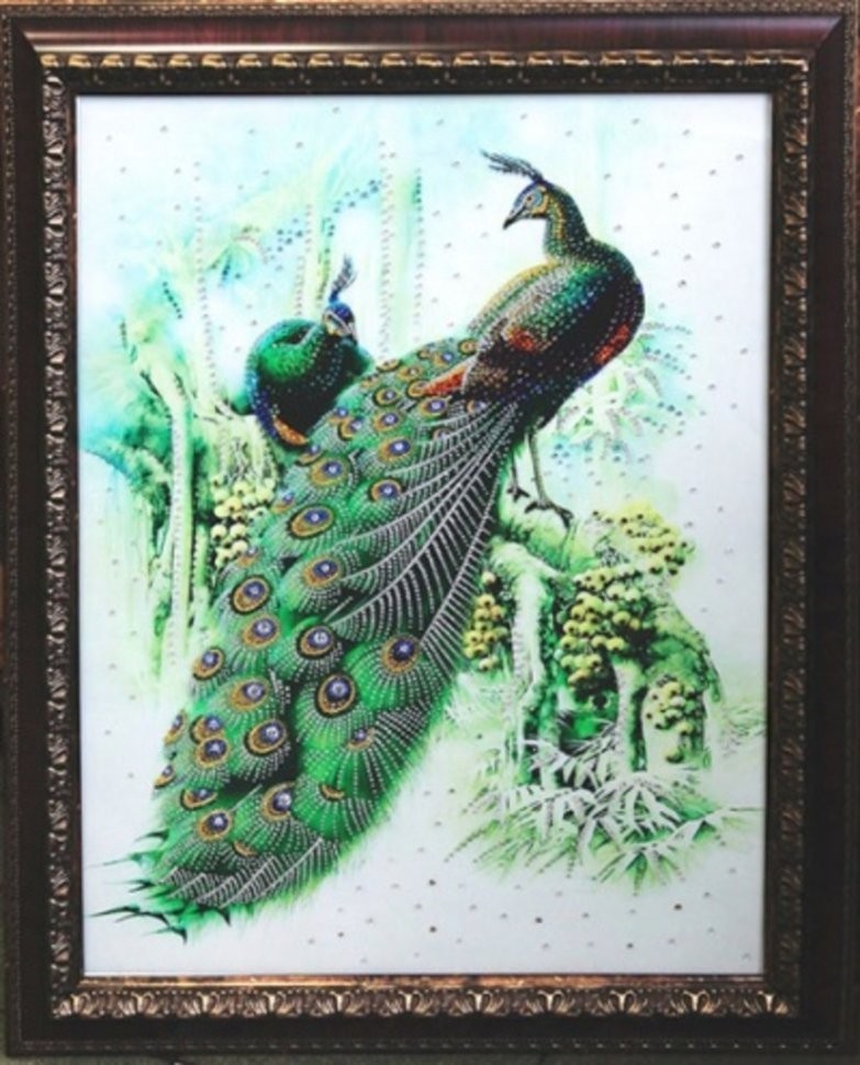 Картина Павлины с кристаллами Swarovski (1238)