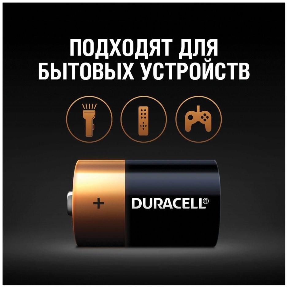 Батарейки алкалиновые Duracell Basic LR20 (D) 2 шт MN1300DLR20 (450401) (2) (65528)