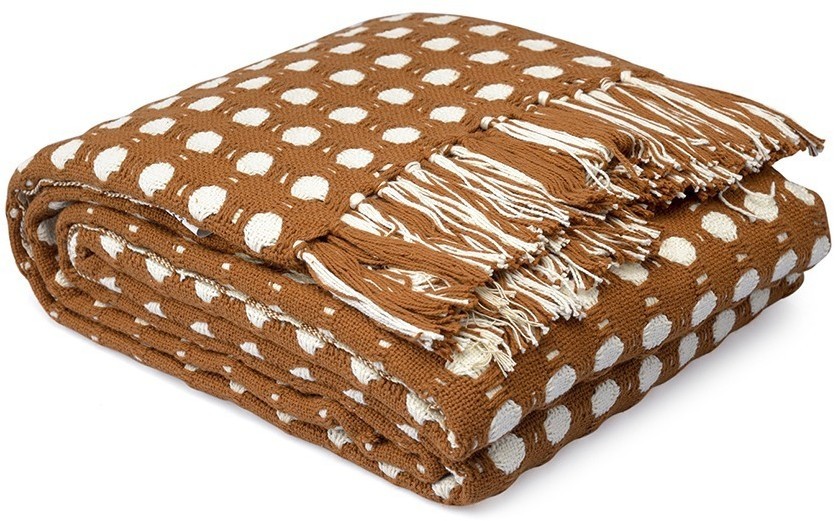Покрывало из хлопка polka dots карамельного цвета из коллекции essential, 230х250 см (76941)