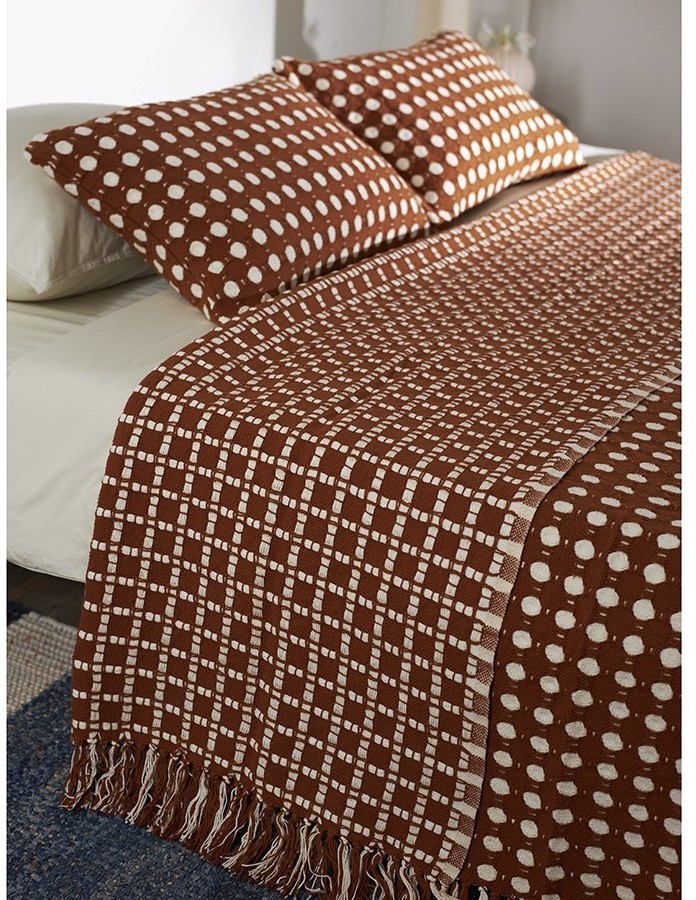 Покрывало из хлопка polka dots карамельного цвета из коллекции essential, 230х250 см (76941)