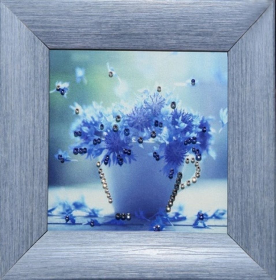 Картина Васильки малые с кристаллами Swarovski (2108)