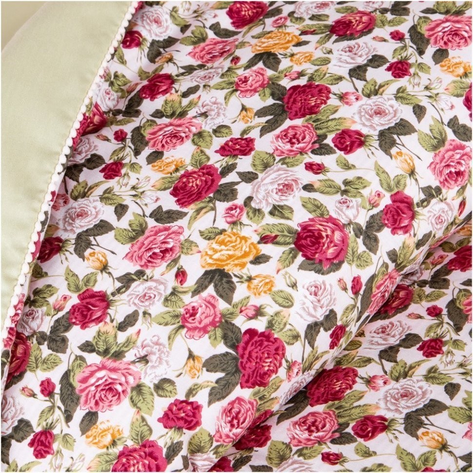 Кпб 1,5 спальный "розовый сад",зел+цв, 100% х\б, сатин+сорочка SANTALINO (984-904)