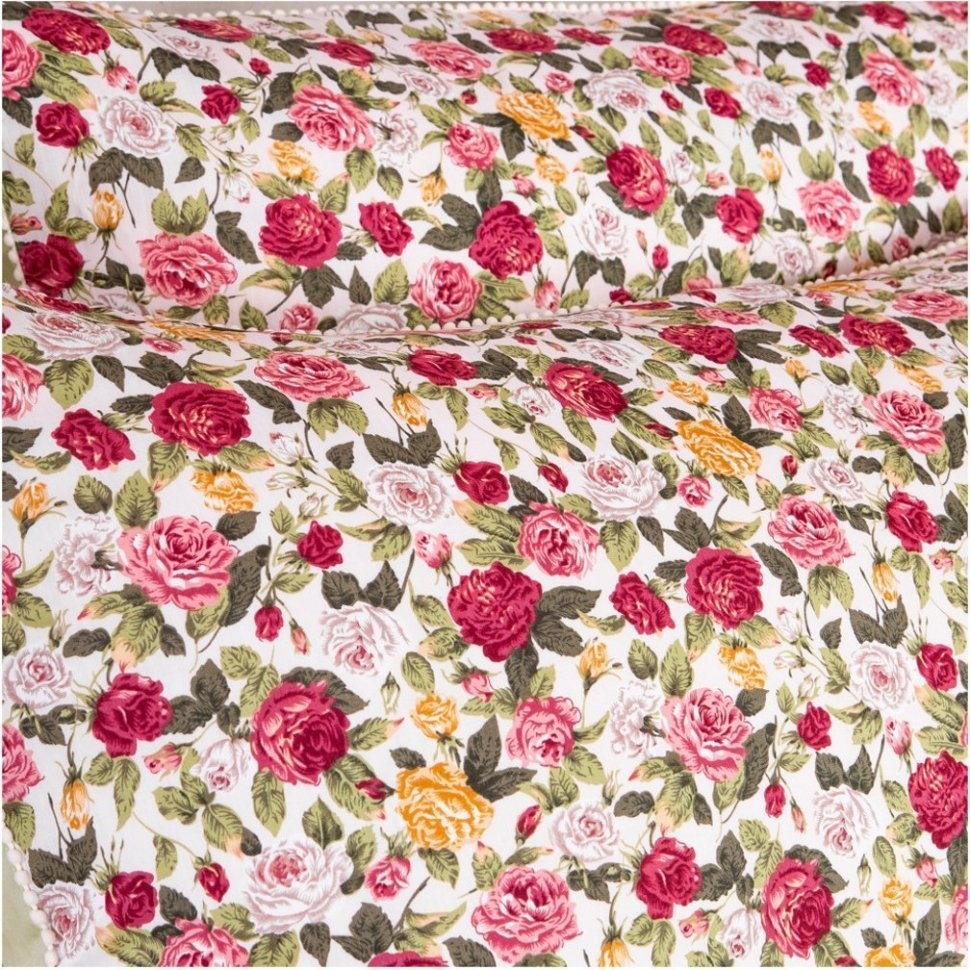 Кпб 1,5 спальный "розовый сад",зел+цв, 100% х\б, сатин+сорочка SANTALINO (984-904)