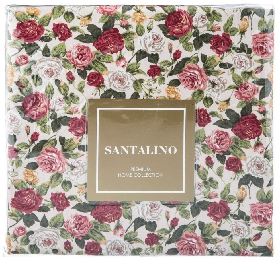 Кпб 1,5 спальный "розовый сад",зел+цв, 100% х\б, сатин+сорочка SANTALINO (984-904)