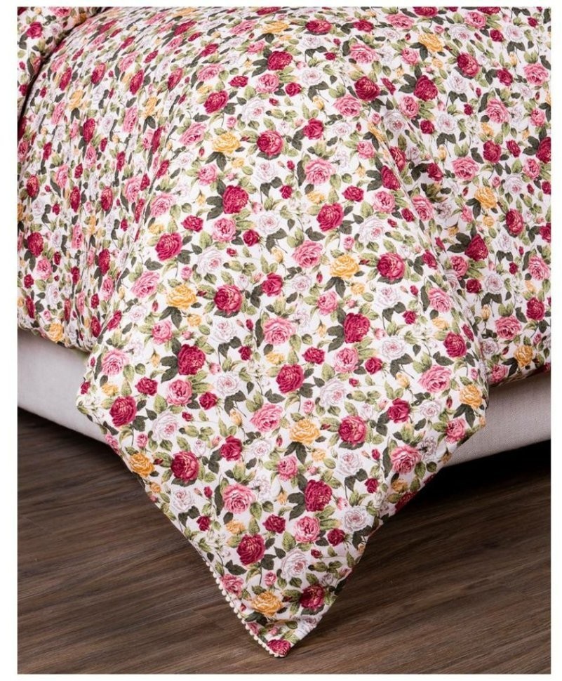 Кпб 1,5 спальный "розовый сад",зел+цв, 100% х\б, сатин+сорочка SANTALINO (984-904)