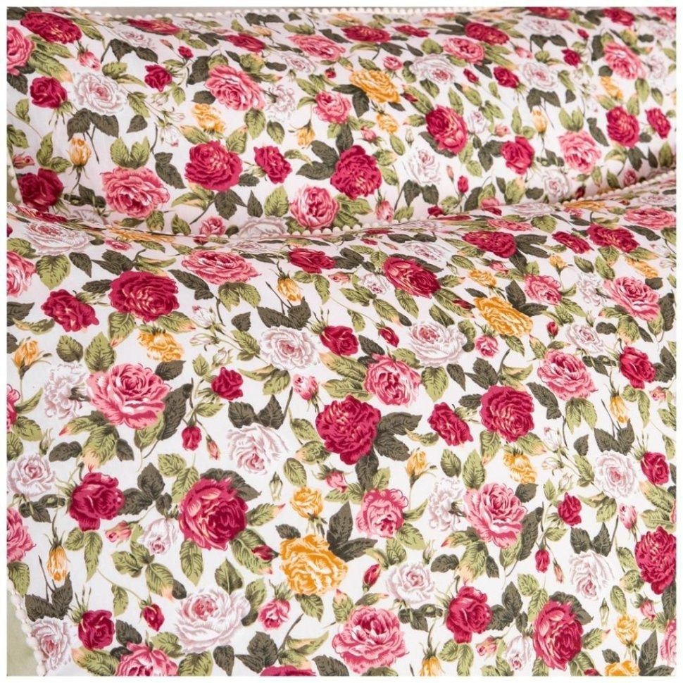 Кпб 1,5 спальный "розовый сад",зел+цв, 100% х\б, сатин+сорочка SANTALINO (984-904)