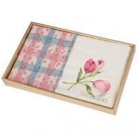 Набор полотенец из 2-х шт &quot;тюльпан&quot;,50х30см, махра шамп+рогожка  роз. 100% хлопок SANTALINO (850-453-94)