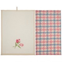 Набор полотенец из 2-х шт &quot;тюльпан&quot;,50х30см, махра шамп+рогожка  роз. 100% хлопок SANTALINO (850-453-94)