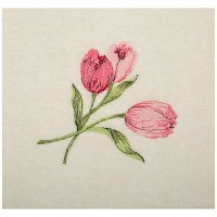 Набор полотенец из 2-х шт &quot;тюльпан&quot;,50х30см, махра шамп+рогожка  роз. 100% хлопок SANTALINO (850-453-94)