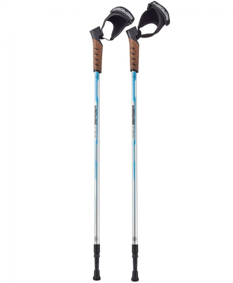Скандинавские палки Nimbus, 77-135 см, 2-секционные, серебристый/голубой (1527730)