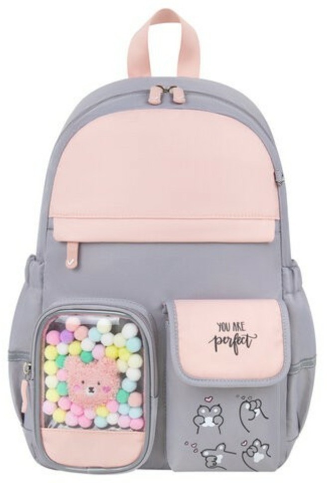 Рюкзак BRAUBERG PASTEL с термонашивками в комплекте Sweet paws серый 40х29х14 см 272064 (96870)