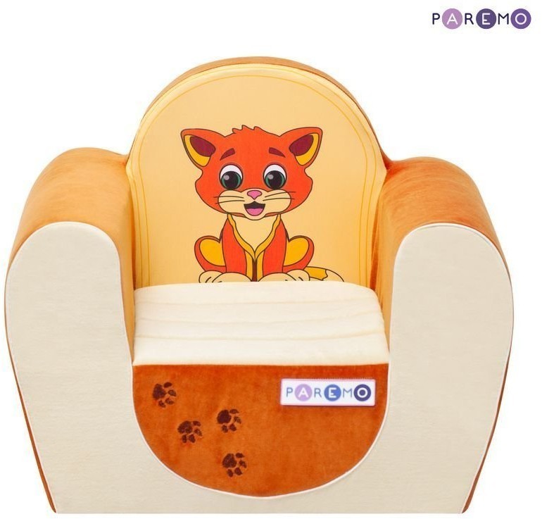 Бескаркасное (мягкое) детское кресло "Котенок", цв. Бежевый+Оранжевый (PCR316-04)