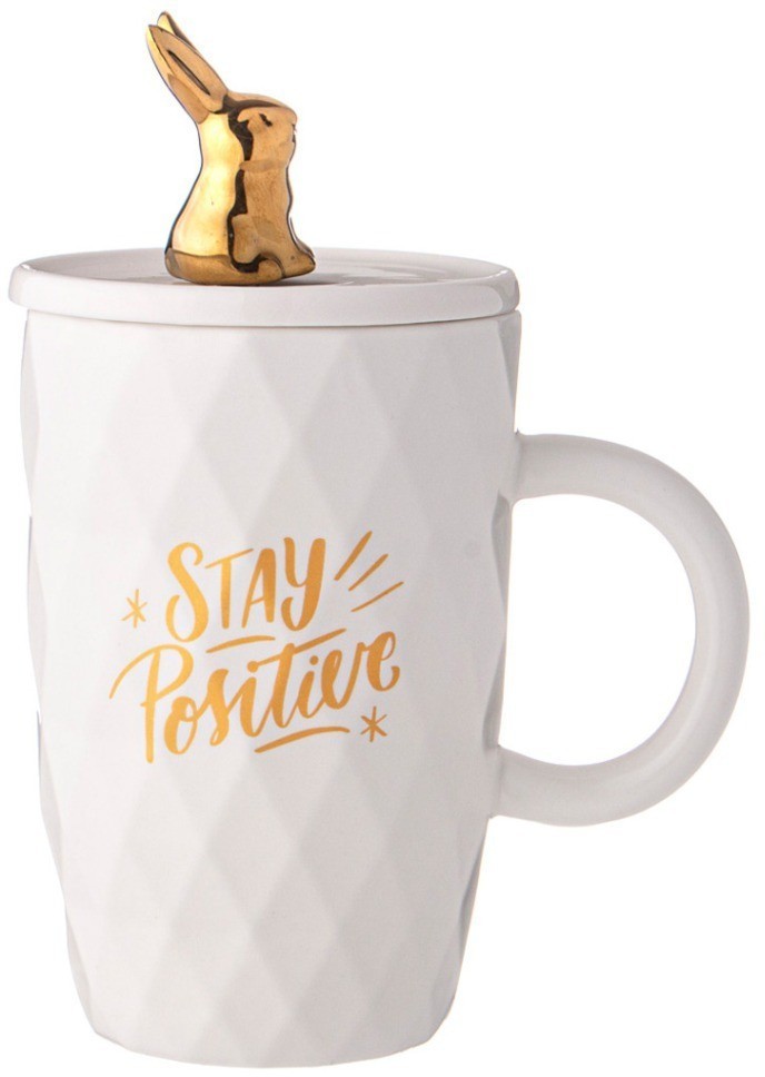 Кружка lefard с крышкой и ложкой bunny 390мл, белая (90-1093)