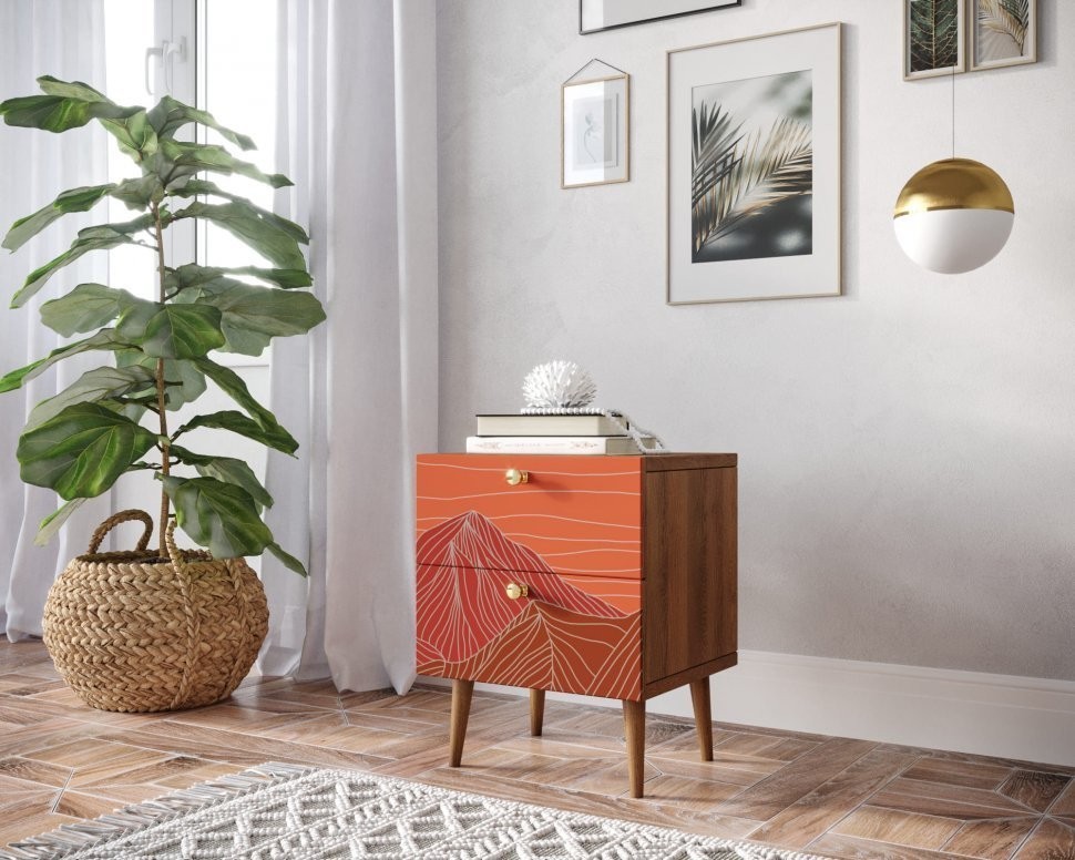 Тумбочка Berber с двумя ящиками 49 принт арт BB03/Print_49-ET