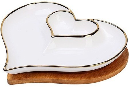 Менажница Сердце 2 секции с подставкой LORAINE (12088)