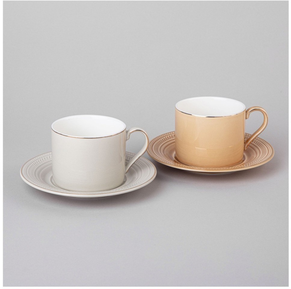 Чайный набор lefard "top style" на 2 пер. 4 пр. 250 мл бежевый, светло-серый (42-545)