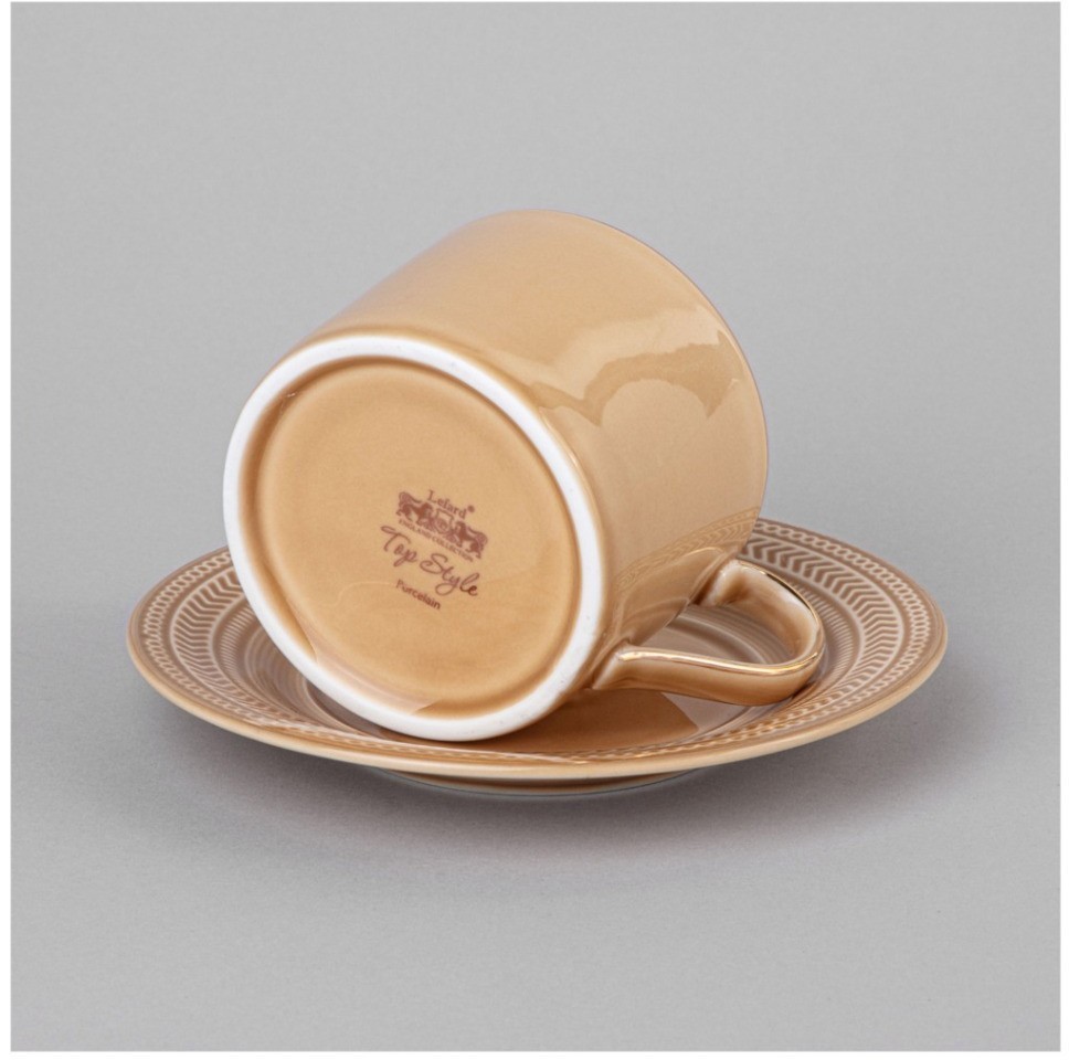 Чайный набор lefard "top style" на 2 пер. 4 пр. 250 мл бежевый, светло-серый (42-545)