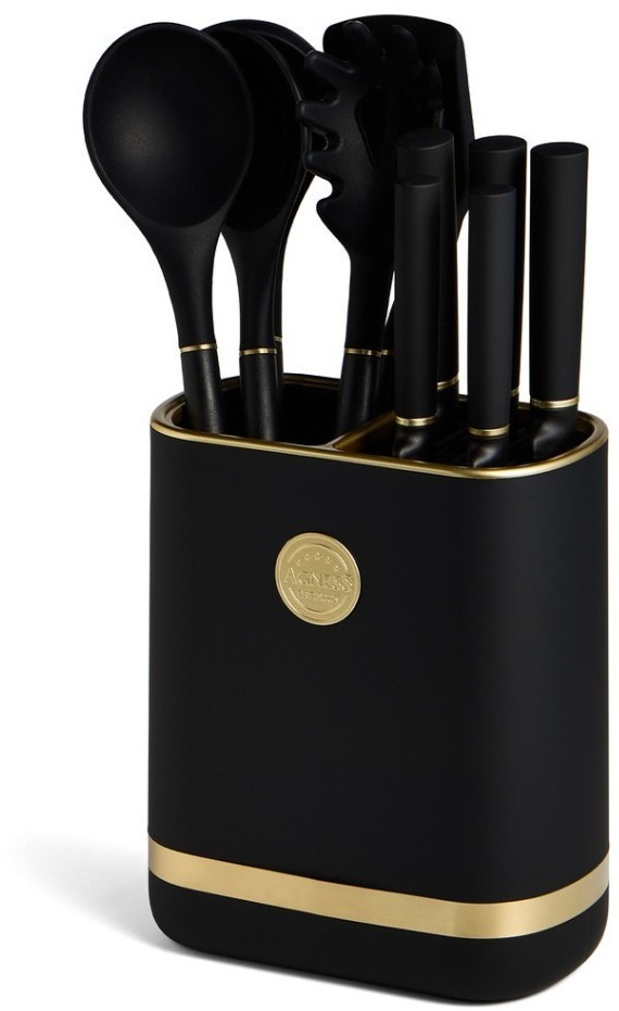 Набор agness из 11пр: 5 ножей,подставка,половник,ложка,лопатка,шумовка,ложка для спагетти (671-221)