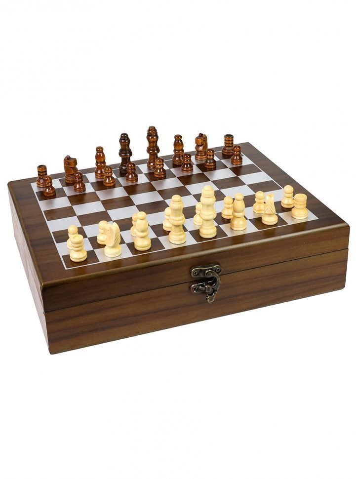 Комплект игр 2 в 1 в деревянном футляре (русское лото, шахматы), 26х19х7 см (47248)