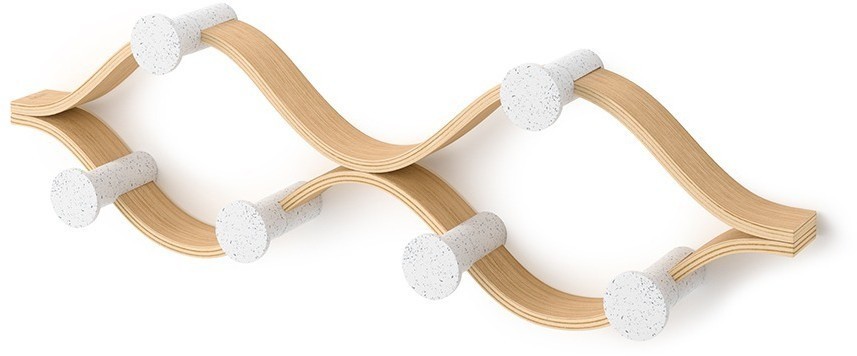 Вешалка настенная montage, 6 крючков, натуральное дерево/белая (79151)