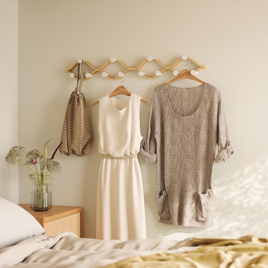 Вешалка настенная montage, 6 крючков, натуральное дерево/белая (79151)