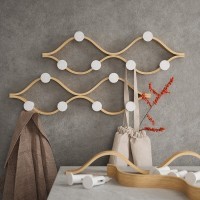 Вешалка настенная montage, 6 крючков, натуральное дерево/белая (79151)