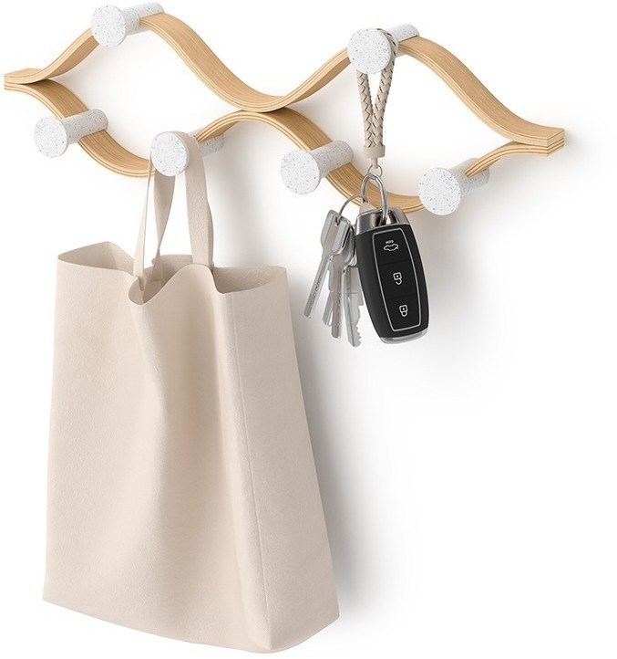 Вешалка настенная montage, 6 крючков, натуральное дерево/белая (79151)