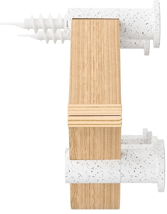 Вешалка настенная montage, 6 крючков, натуральное дерево/белая (79151)