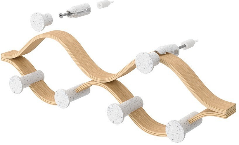 Вешалка настенная montage, 6 крючков, натуральное дерево/белая (79151)