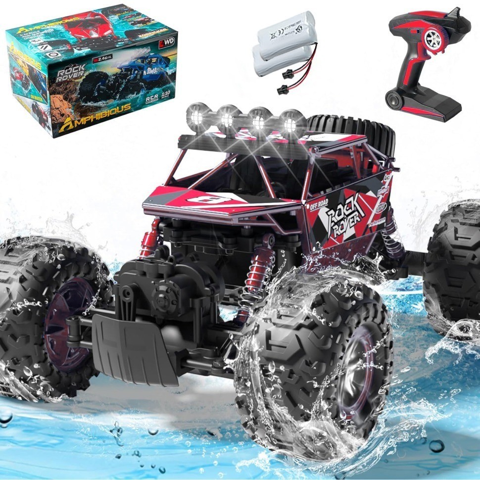 Радиоуправляемый красный краулер амфибия (2 АКБ 7.4В, свет, 1:10) (C1201W-RED-V2)