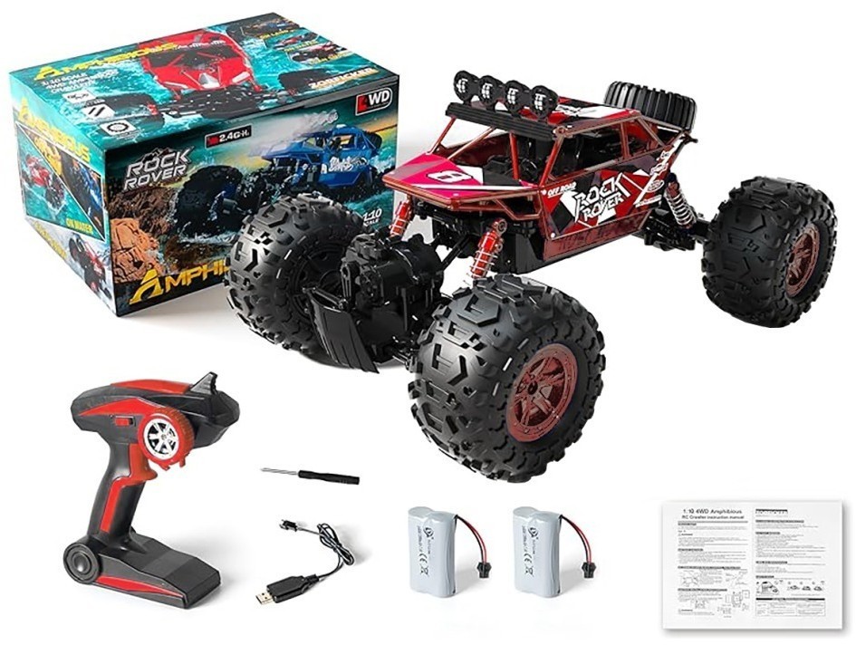 Радиоуправляемый красный краулер амфибия (2 АКБ 7.4В, свет, 1:10) (C1201W-RED-V2)