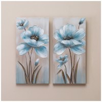 Комплект из 2-х картин "голубой цветок" 30х60х2,5 см (каждая) Bronco (534-217)