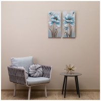 Комплект из 2-х картин "голубой цветок" 30х60х2,5 см (каждая) Bronco (534-217)