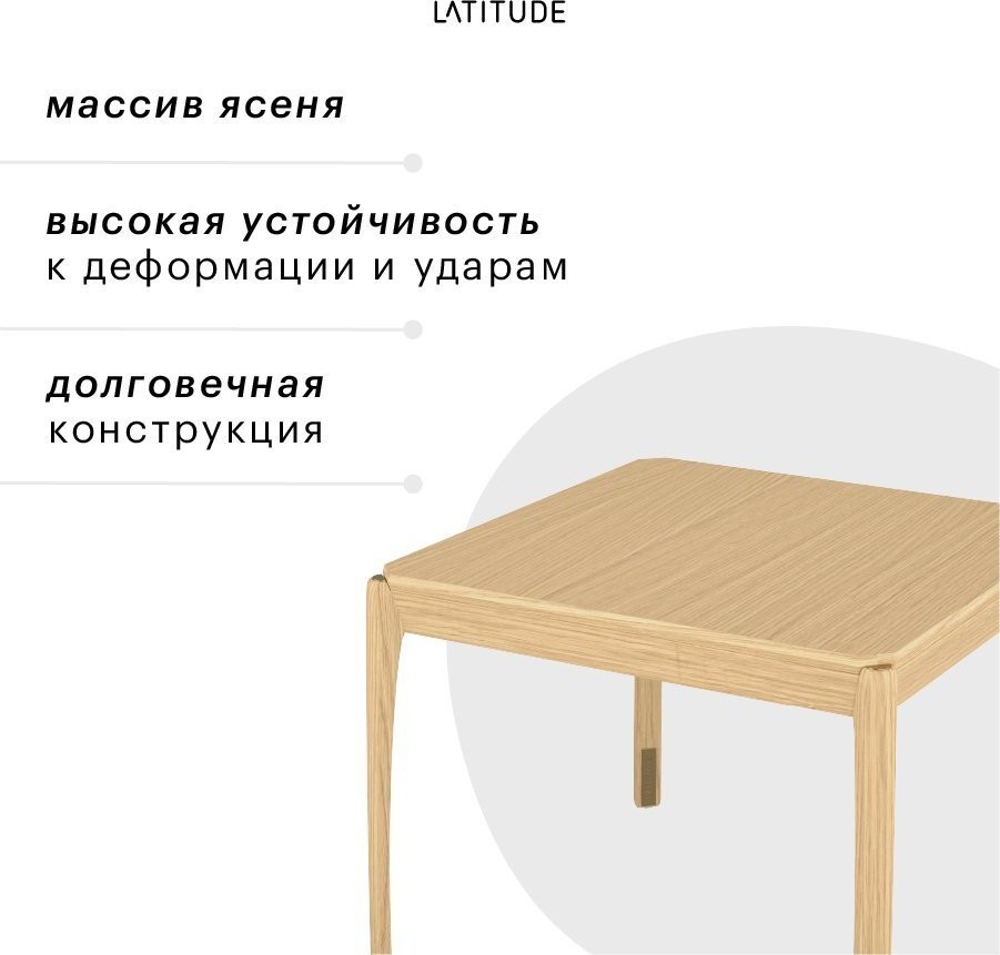 Стол кофейный aska, 50х50 см, ясень (74145)