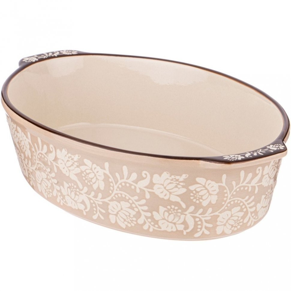Блюдо для запекания и выпечки овальное 32,5*22*8 см бежевое Agness (777-051)