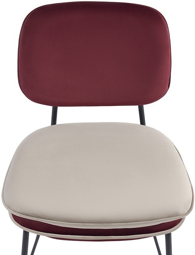 Стул полубарный с контрастным кантом pea, велюр, бордовый/бежевый (77098)
