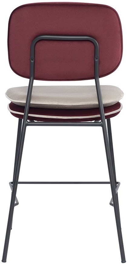 Стул полубарный с контрастным кантом pea, велюр, бордовый/бежевый (77098)