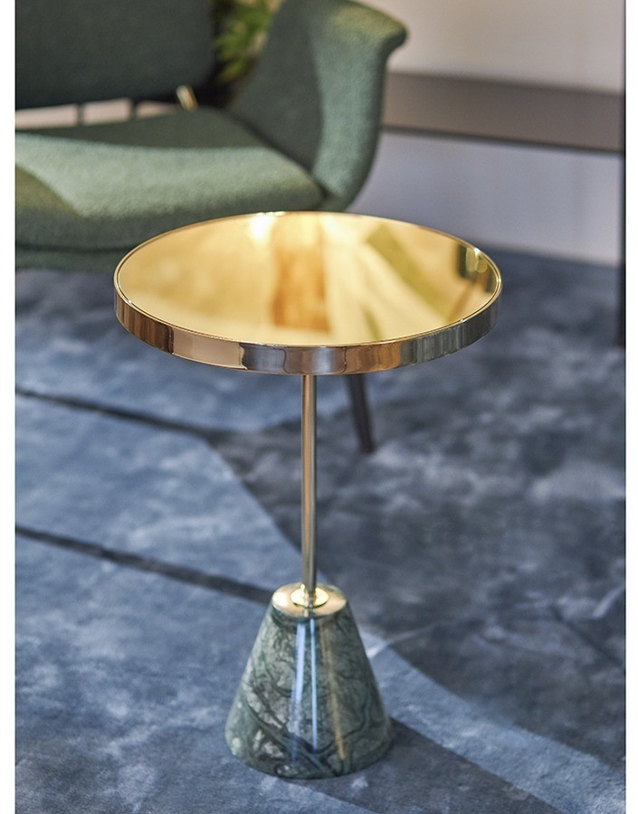 Столик кофейный kaya, D40,8 см, золотистый/зеленый (76065)