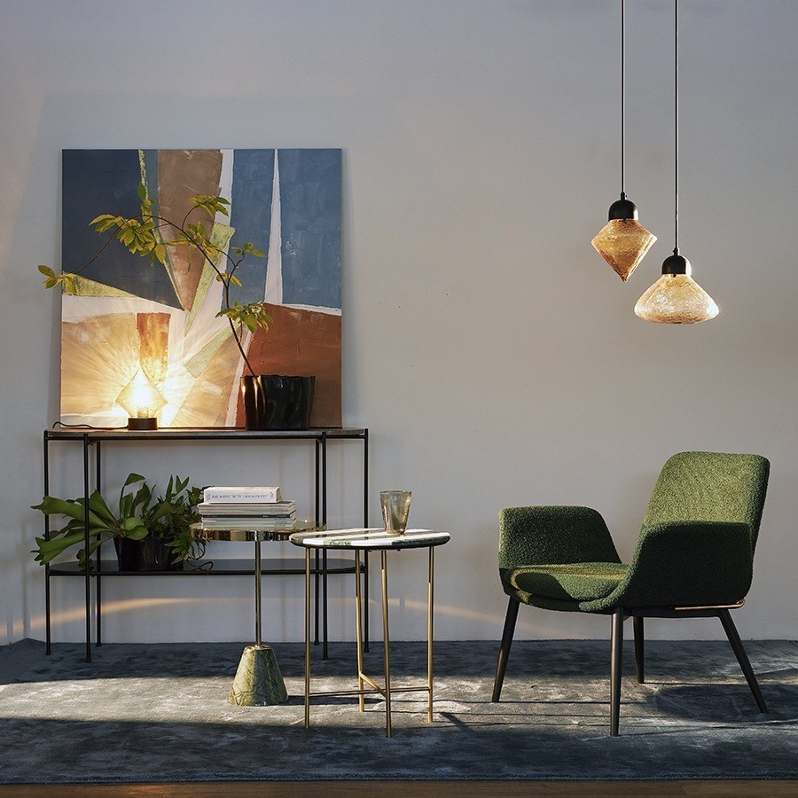 Столик кофейный kaya, D40,8 см, золотистый/зеленый (76065)