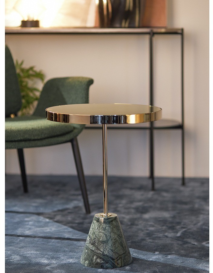 Столик кофейный kaya, D40,8 см, золотистый/зеленый (76065)