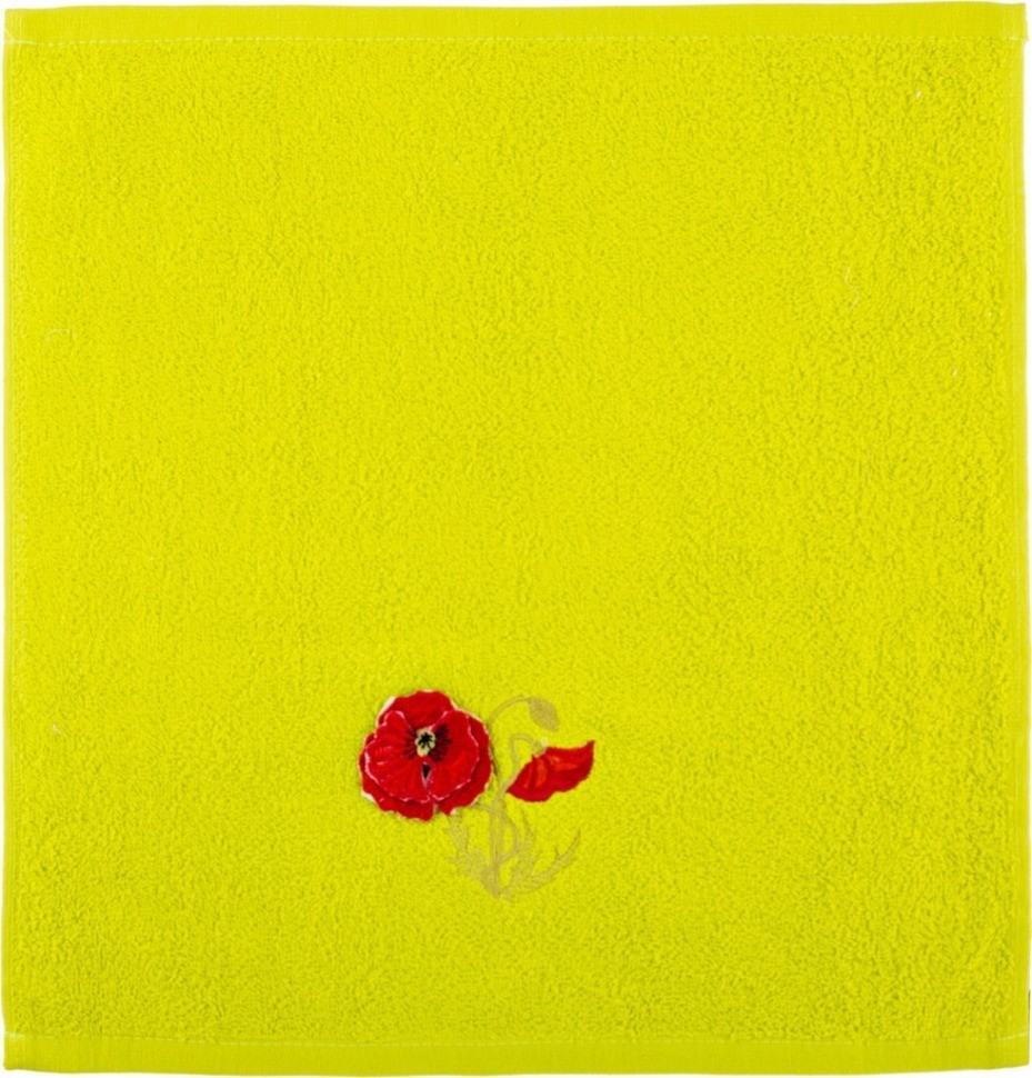 Салфетка махровая с вышивкой 3-d"мак" 35х35см в лапте,100% хлопок 400г/м2,лайм SANTALINO (850-453-48)