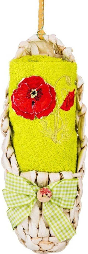 Салфетка махровая с вышивкой 3-d"мак" 35х35см в лапте,100% хлопок 400г/м2,лайм SANTALINO (850-453-48)