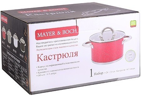 Кастрюля с крышкой 6,5 л 24 см MAYER BOCH (31272)