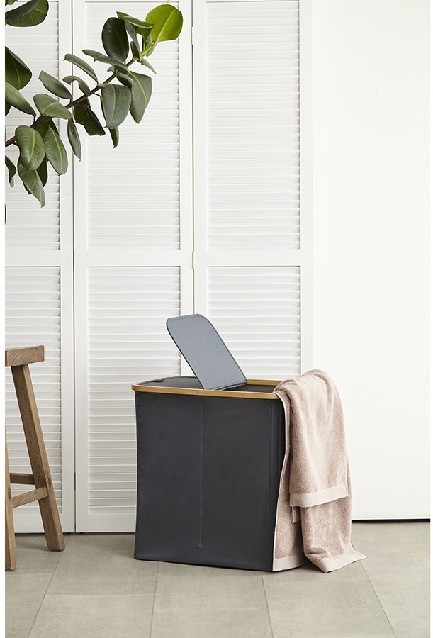 Корзина для белья с двумя отделениями neat twin, 53,5х33х53 см, серая (77874)