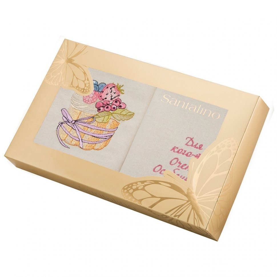 Комплект салфеток из 2 шт "особенной. пироженка",40х40см, 100% х/б, беж SANTALINO (850-517-38)