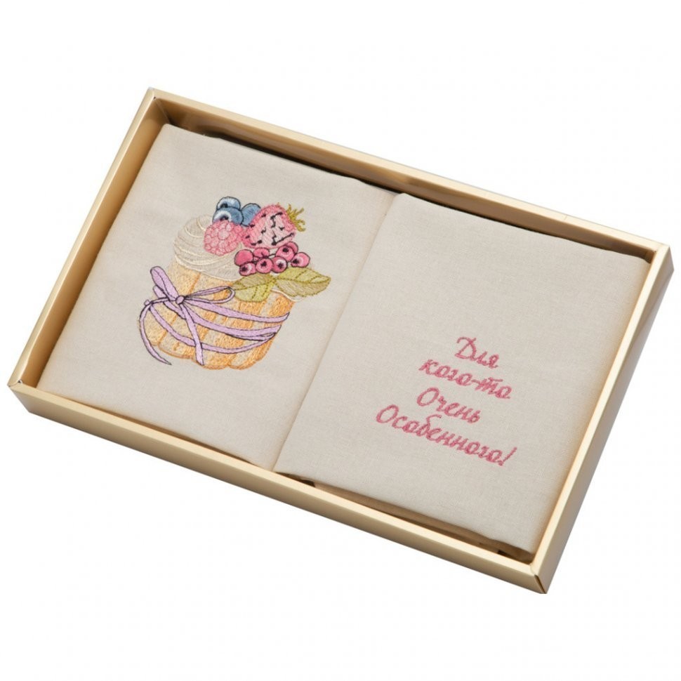 Комплект салфеток из 2 шт "особенной. пироженка",40х40см, 100% х/б, беж SANTALINO (850-517-38)